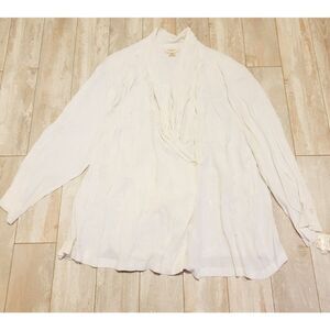 Mosaic Women’s 3X‎ White Top Blouse Deep V Nexk Beaded Embroidered Vtg 80's NWT